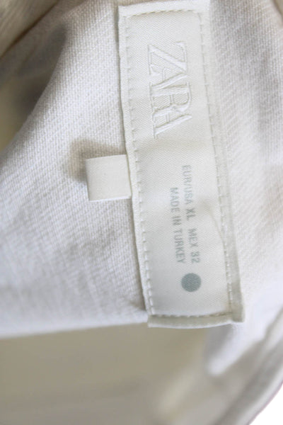 Zara Women Basic White Cotton Sleeveless Round Neck Blouse Size XL