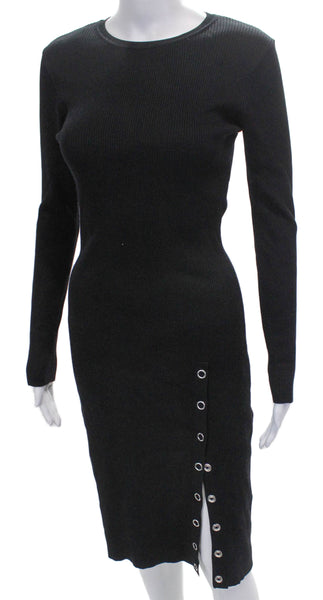 Zara Women Sweater Dress Black Long Sleeve Round Neck Full-Length Size S