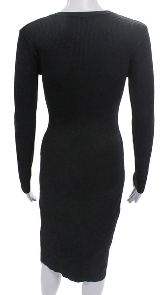 Zara Women Sweater Dress Black Long Sleeve Round Neck Full-Length Size S