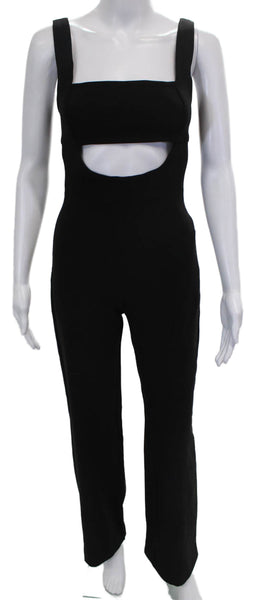 Zara Womens Black Sleeveless Square Neck Jumpsuit Zip Polyester Size XS