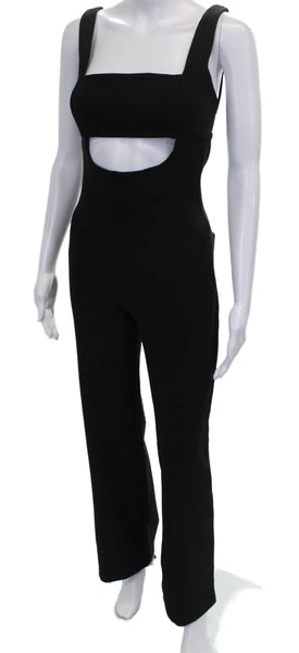 Zara Womens Black Sleeveless Square Neck Jumpsuit Zip Polyester Size XS