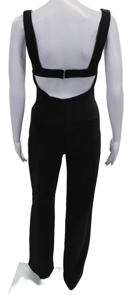 Zara Womens Black Sleeveless Square Neck Jumpsuit Zip Polyester Size XS