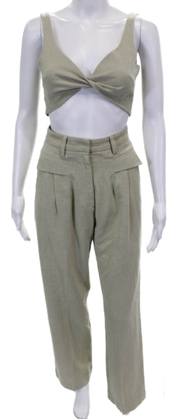 Bec & Bridge Womens Cropped Tank Top Pleated Front Pant Set Green Size 2