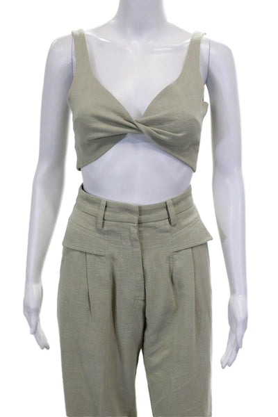 Bec & Bridge Womens Cropped Tank Top Pleated Front Pant Set Green Size 2