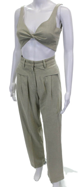 Bec & Bridge Womens Cropped Tank Top Pleated Front Pant Set Green Size 2