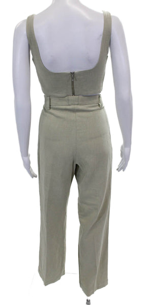 Bec & Bridge Womens Cropped Tank Top Pleated Front Pant Set Green Size 2