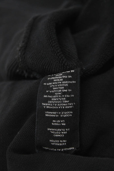 Helmut Lang Mens Pullover Hoodie Black Graphic 100% Cotton Drawstring Size L