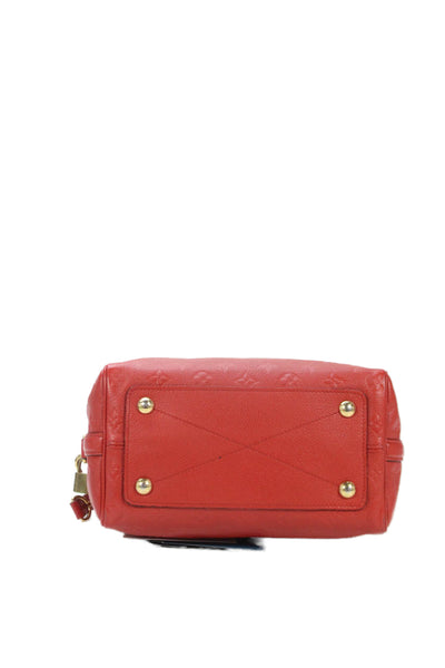 Louis Vuitton Womens Leather Monogram Speedy Bandouliere Satchel Handbag Red
