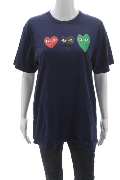 Play Comme Des Garcons Unisex Adults Blue Cotton Heart Basic Tee Size XL