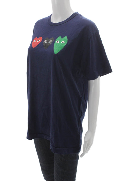 Play Comme Des Garcons Unisex Adults Blue Cotton Heart Basic Tee Size XL