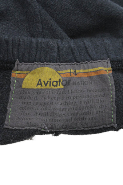 Aviator Nation Girls Cotton Graphic Print Sweatpants Blue Size 14