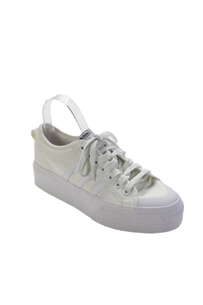 Adidas Womens Platform Lace Up Nizza Sneakers White Size 9.5