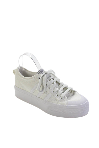 Adidas Womens Platform Lace Up Nizza Sneakers White Size 9.5