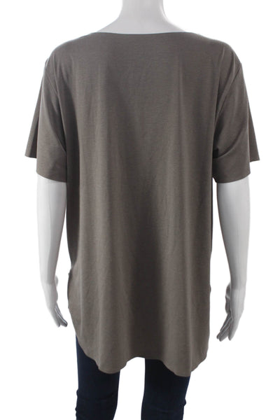 Uniqlo Womens Basic V Neck Gray Polyester T Shirt Short Sleeve Size L