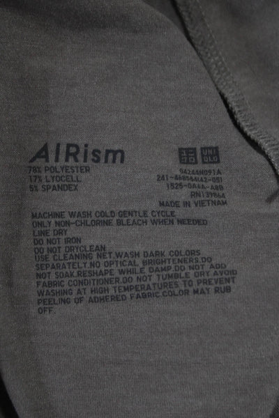 Uniqlo Womens Basic V Neck Gray Polyester T Shirt Short Sleeve Size L