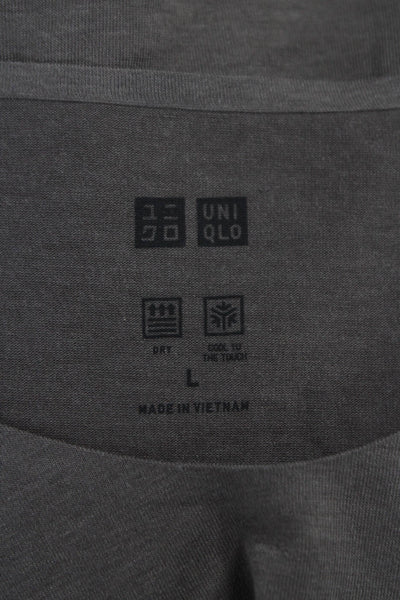 Uniqlo Womens Basic V Neck Gray Polyester T Shirt Short Sleeve Size L