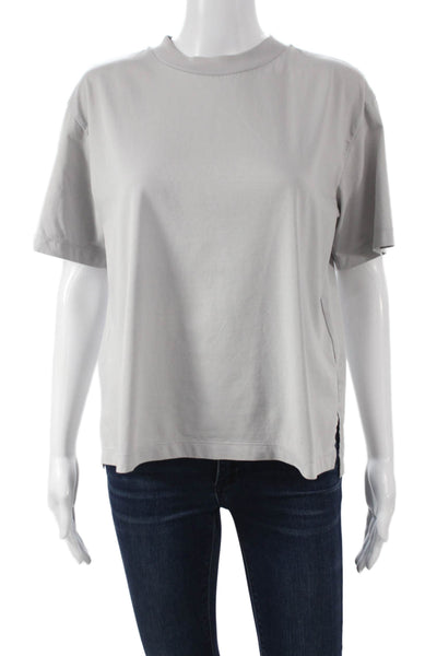 Uniqlo Women Basic T-Shirt Gray Cotton Crew Neck Short Sleeve Summer Size M