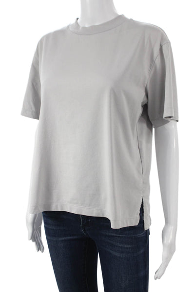 Uniqlo Women Basic T-Shirt Gray Cotton Crew Neck Short Sleeve Summer Size M