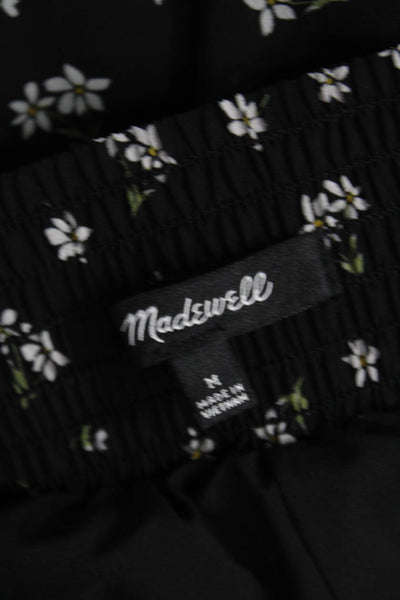 Madewell Women Black Floral Maxi Skirt Polyester Pull On Long Size M