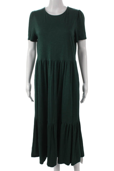 Boden Womens Green Maxi Dress Cotton Round Neck Short Sleeve Size 10