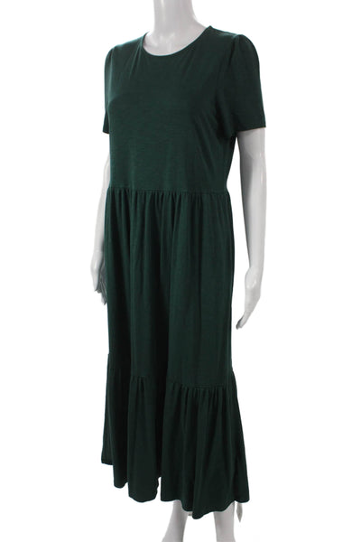 Boden Womens Green Maxi Dress Cotton Round Neck Short Sleeve Size 10