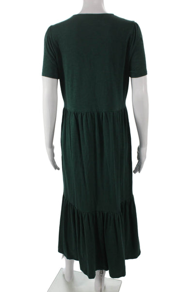 Boden Womens Green Maxi Dress Cotton Round Neck Short Sleeve Size 10
