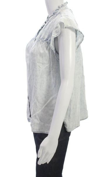 Rails Womens Blue Lyocell High Neck Sleeveless Blouse Size XS