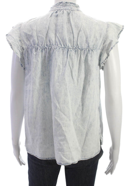 Rails Womens Blue Lyocell High Neck Sleeveless Blouse Size XS