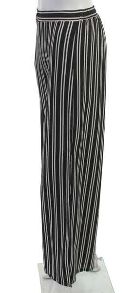 Aqua Women Dress Pants Black Striped Polyester Pull On Size XS