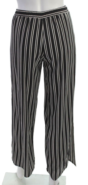 Aqua Women Dress Pants Black Striped Polyester Pull On Size XS