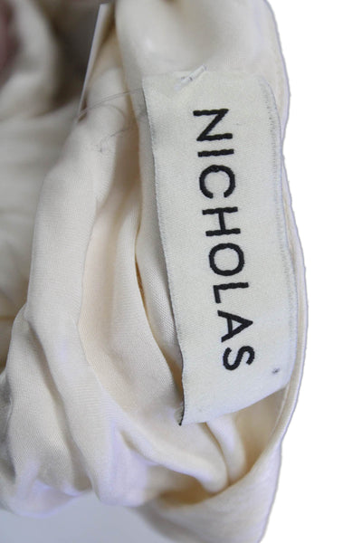 Nicholas Women Halter Ivory Cupro Blend Maxi Sleeveless Zip Dress Size 0