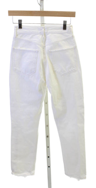 Agolde Womens Mom Jeans White Mid Rise Button Fly 25 Inseam Size 23