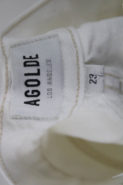 Agolde Womens Mom Jeans White Mid Rise Button Fly 25 Inseam Size 23