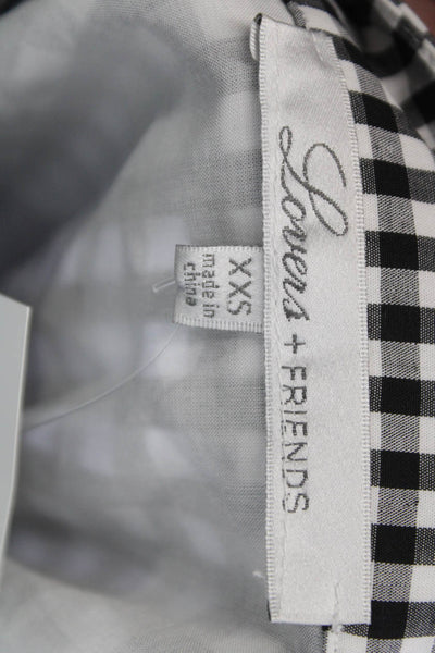 Lovers + Friends Women Wrap Skirt Black Check Cotton Tie Short Size 2XS