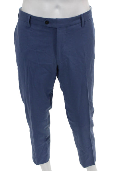 Ziani Mens Dress Pants Blue Wool Button Inseam 28 Size 56