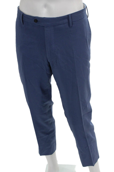 Ziani Mens Dress Pants Blue Wool Button Inseam 28 Size 56