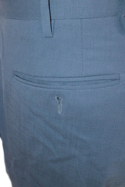 Ziani Mens Dress Pants Blue Wool Button Inseam 28 Size 56