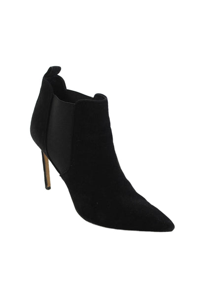 Manolo Blahnik Womens Suede Pointed Toe Stiletto Booties Black Size 9