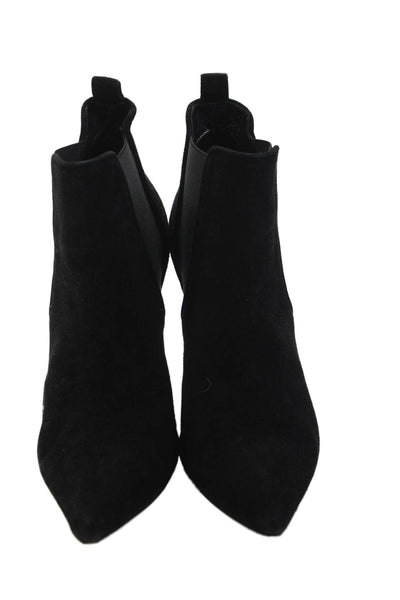 Manolo Blahnik Womens Suede Pointed Toe Stiletto Booties Black Size 9