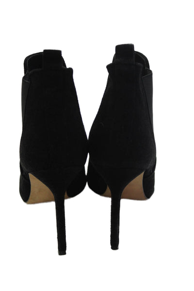 Manolo Blahnik Womens Suede Pointed Toe Stiletto Booties Black Size 9