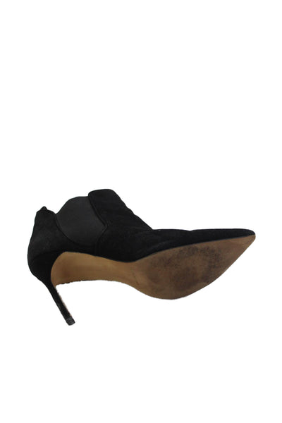 Manolo Blahnik Womens Suede Pointed Toe Stiletto Booties Black Size 9