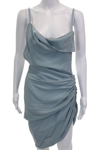 Jacquemus Womens Slip Dress Blue Viscose Cowl Neck Mini Sleeveless Size S