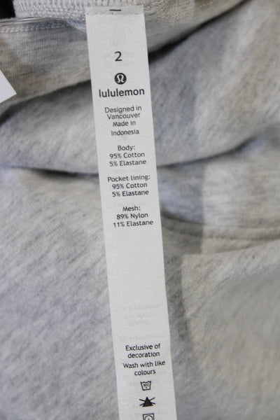 Lululemon Women Gray Pullover Sweatshirt Cowl Neck Cotton Long Sleeve Size 2