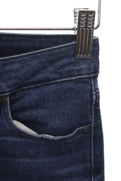 Paige Womens Ankle Jeans Blue Cotton Blend Mid Rise Button Size 24