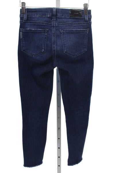 Paige Womens Ankle Jeans Blue Cotton Blend Mid Rise Button Size 24