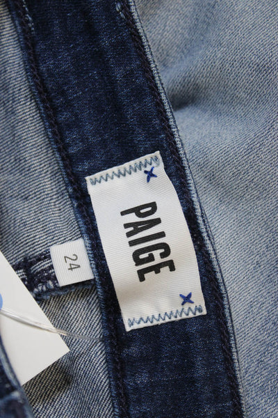 Paige Womens Ankle Jeans Blue Cotton Blend Mid Rise Button Size 24