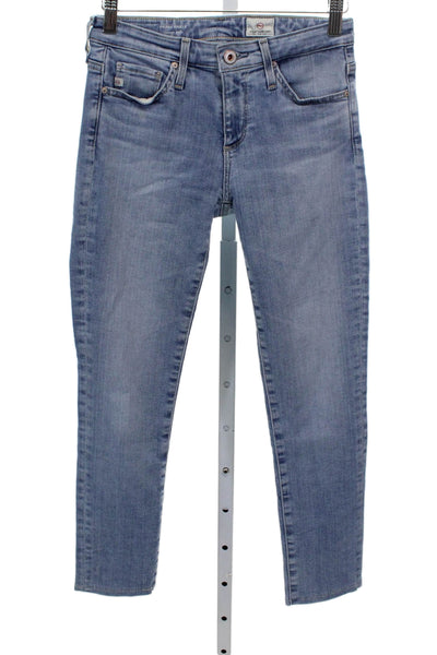 AG Womens Skinny Jeans Blue Cotton Mid Rise Button Inseam 25 Size 24
