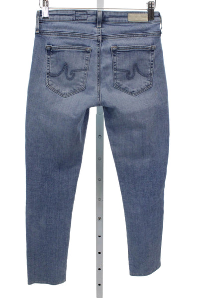AG Womens Skinny Jeans Blue Cotton Mid Rise Button Inseam 25 Size 24