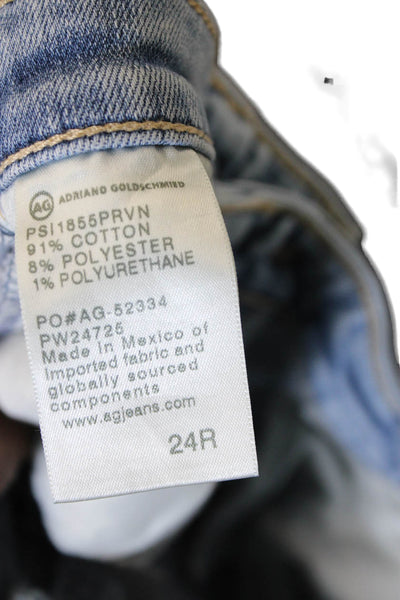 AG Womens Skinny Jeans Blue Cotton Mid Rise Button Inseam 25 Size 24