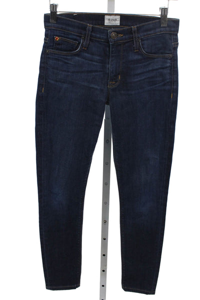 Hudson Womens Skinny Jeans Blue Cotton Blend Mid Rise Button Size 24